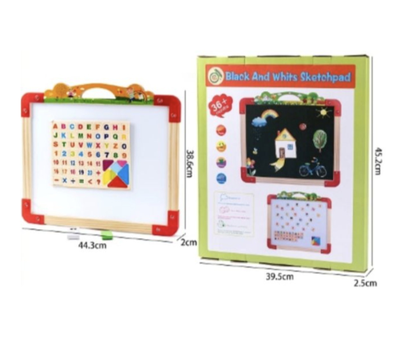 Tabla Montessori multifunctionala cu doua fete, 8009, din lemn - 1 | YEO