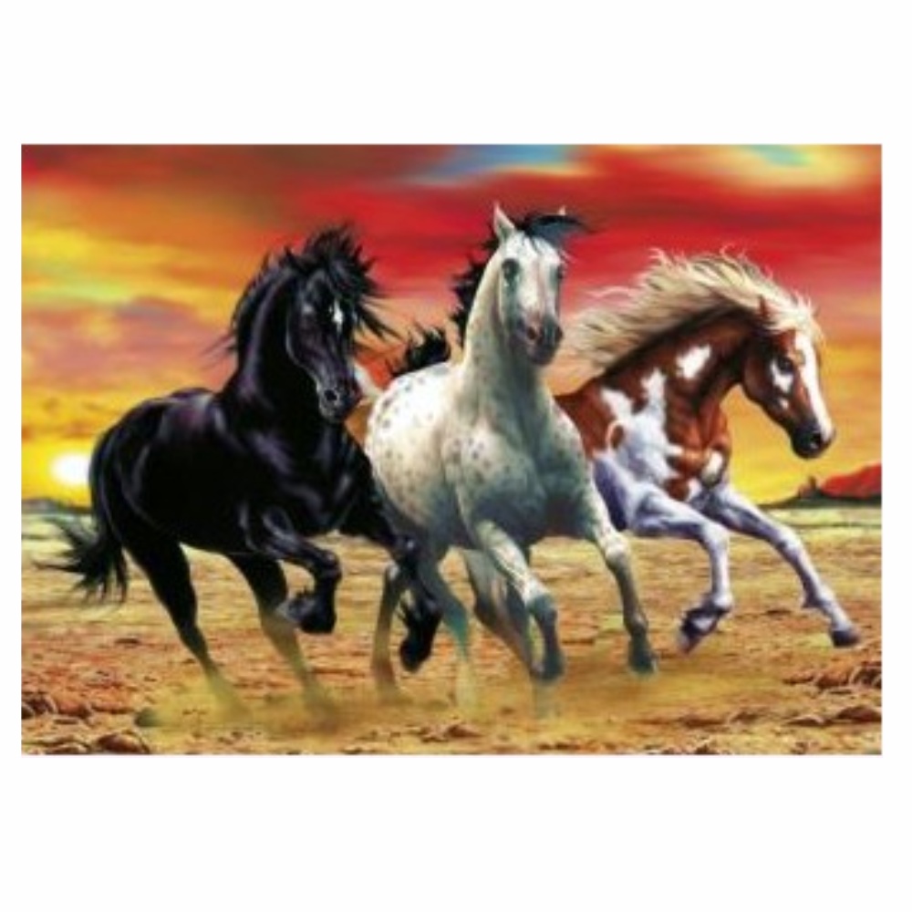 Tablou B26-31533 Goblen Diamante rotunde, 50 x 40 cm, Cai in galop