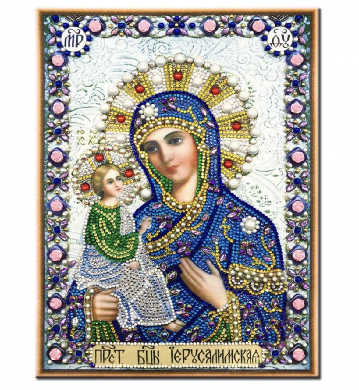 Tablou cu Diamante R8064 Maica Domnului din Ierusalim, cu Umplere partiala, cu rama, 30x40 cm - 3 | YEO