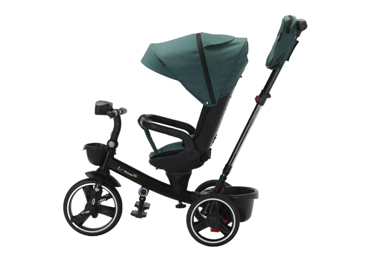 Tricicleta reversibila, evolutiva, cu pozitie de somn, roata cauciuc, cu lumini si muzica, SL06 verde - 3 | YEO