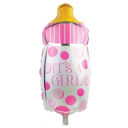 Balon din folie pentru petrecere Biberon, It\'s a Girl, Roz, 75 cm