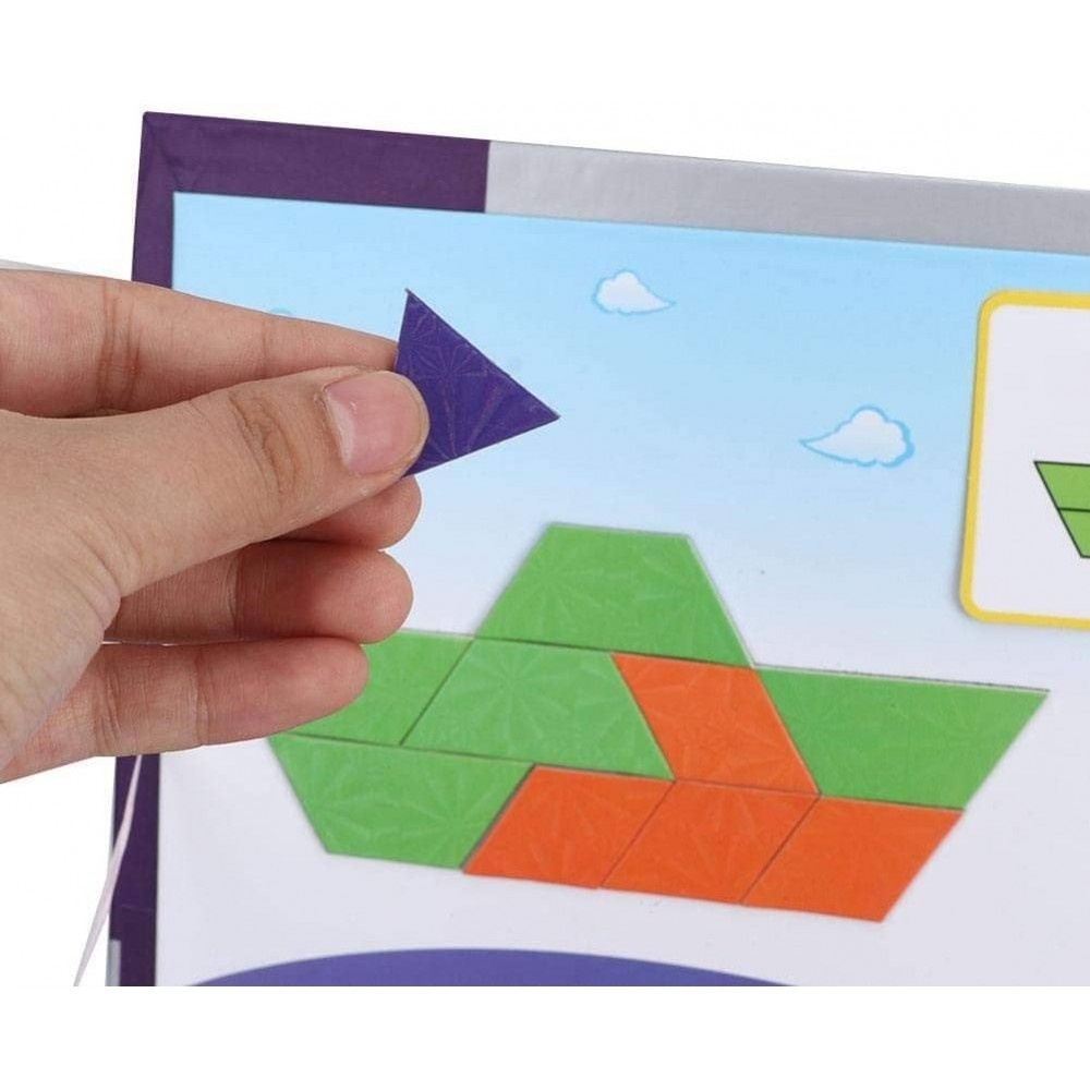 Carte cu 30 Puzzle Magnetic Tangram, 140 piese - 4 | YEO