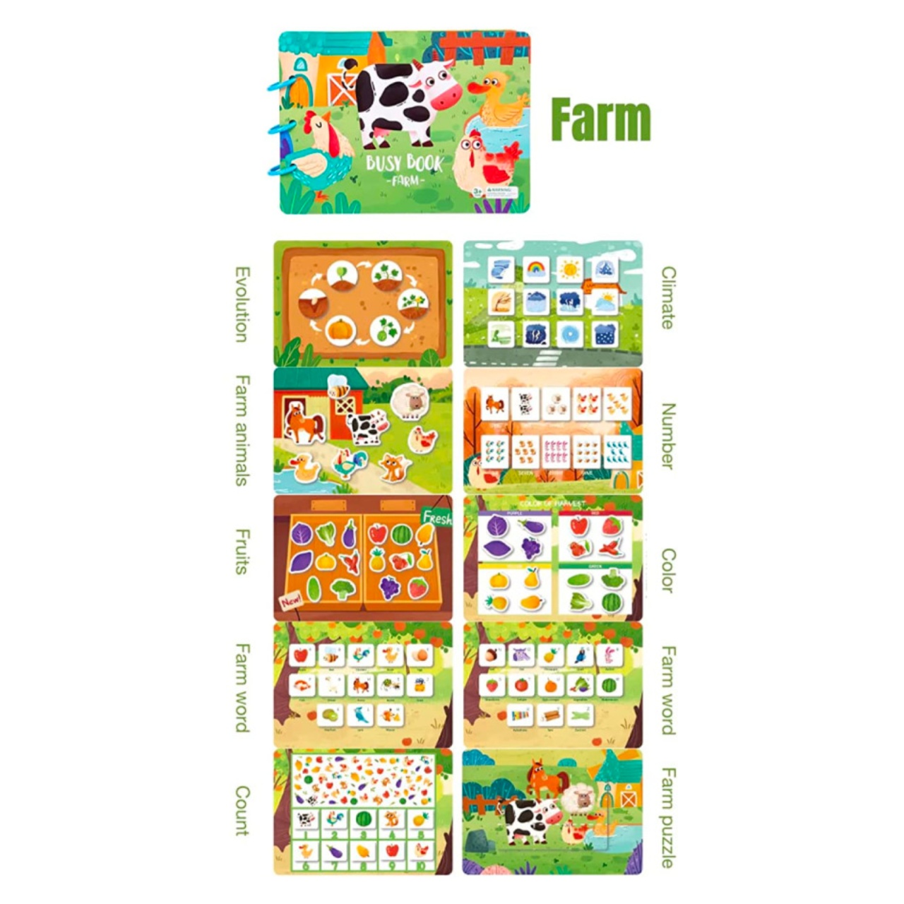 Carte educativa multifunctionala Busy Book Farm 2-6 ani - 1 | YEO