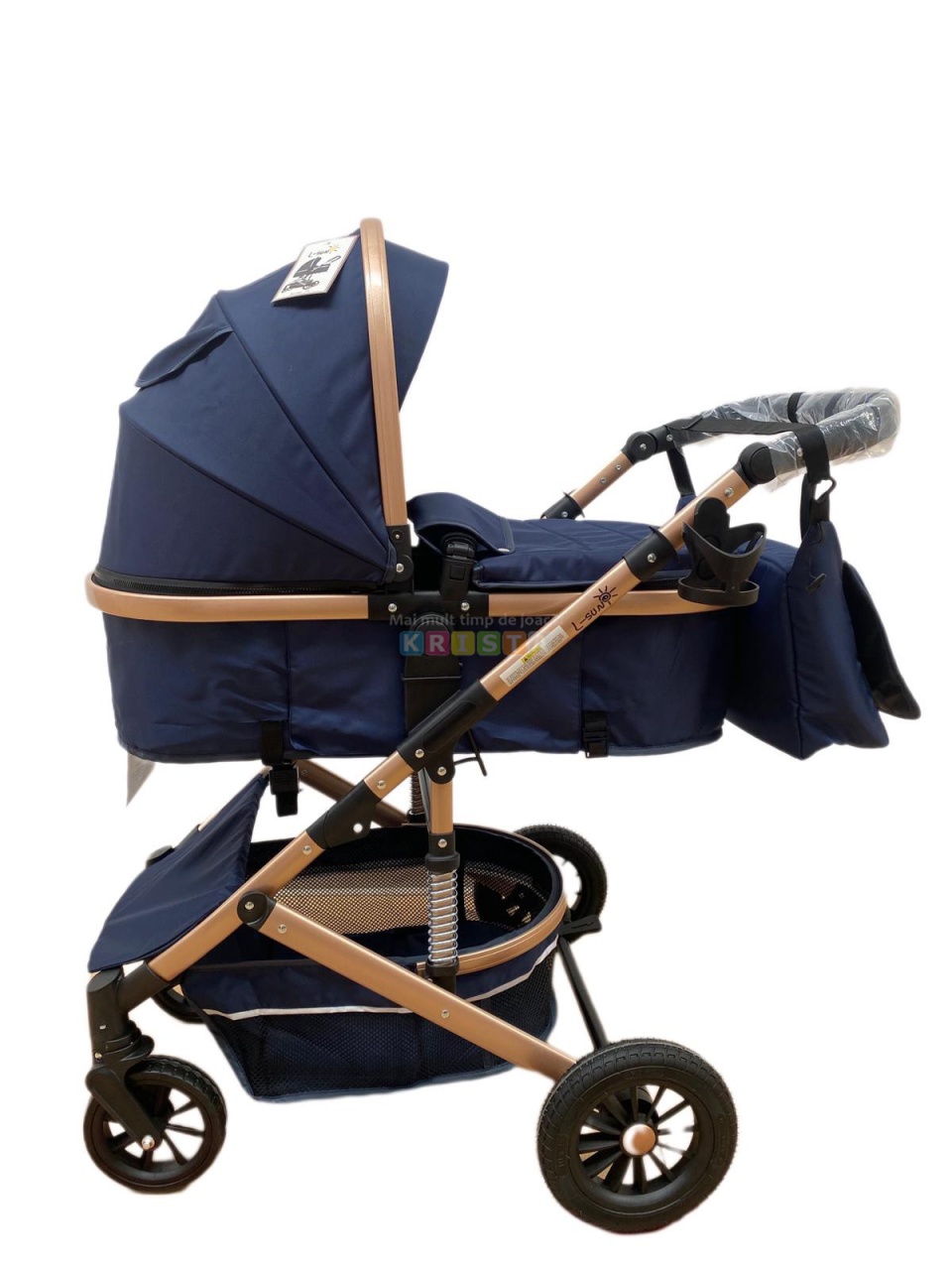 Carucior 2 in 1, reversibil, cu suspensii, T7 albastru - L-Sun