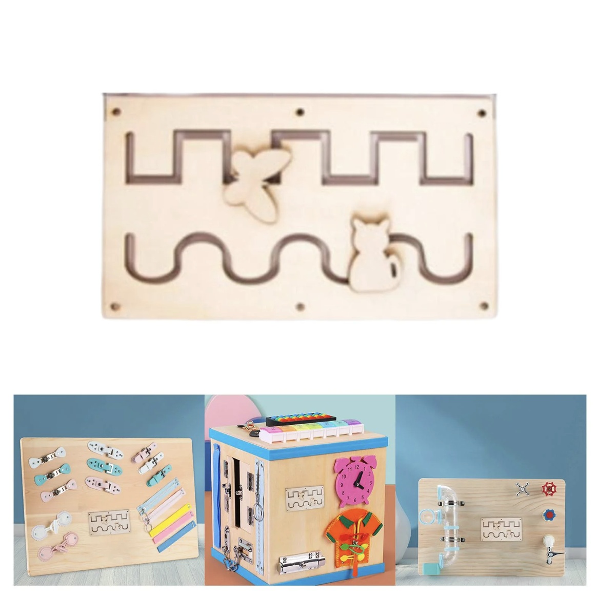 Centru Cub cu activitati multiple, tip Busy Board, din lemn - 2 | YEO