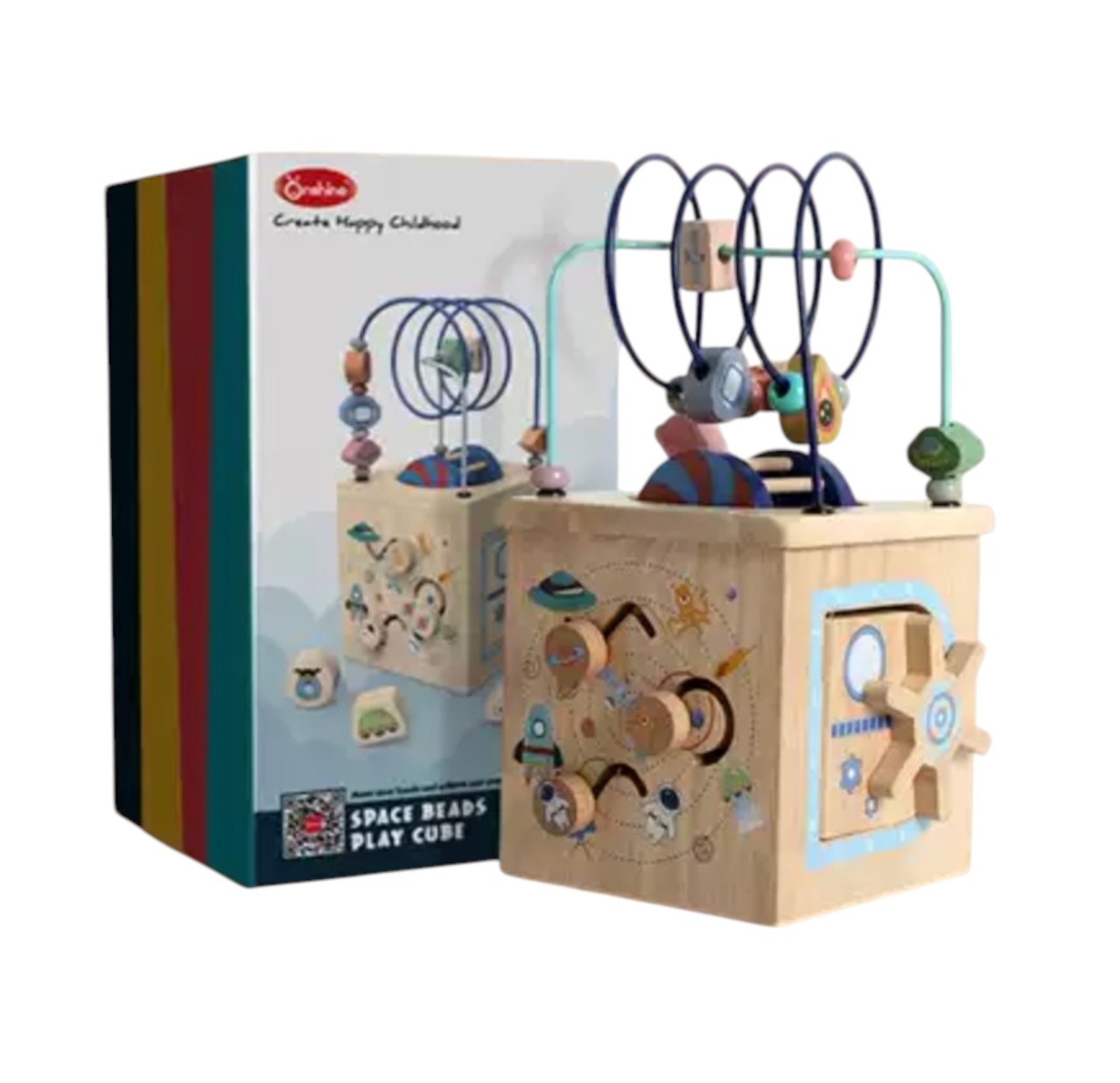 Cub Activitati Educativ Montessori Orbita Spatiala, din lemn - 3 | YEO