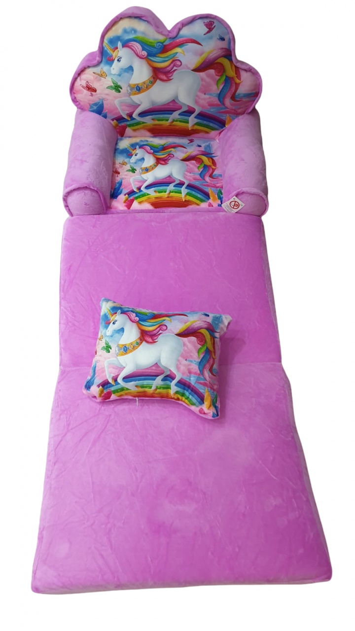 Fotoliu si perna Unicornul Curcubeu, cu 3 placi, Extensibil la 115 cm - 1 | YEO