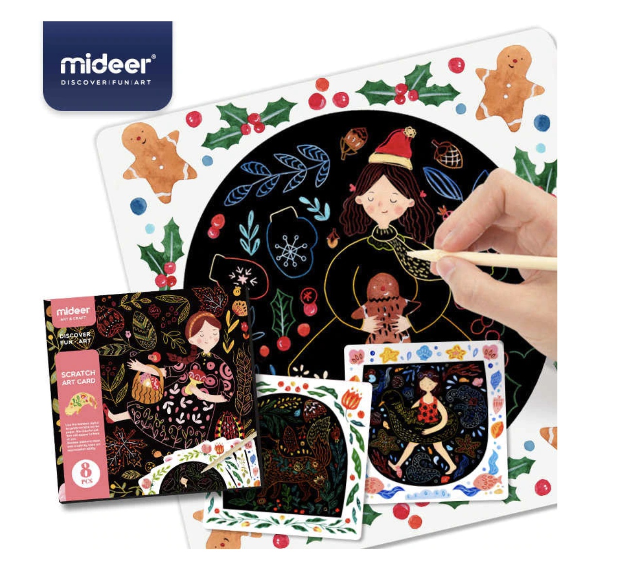 Joc creativ de razuit Scratch Art Card, Mideer roz - 4 | YEO