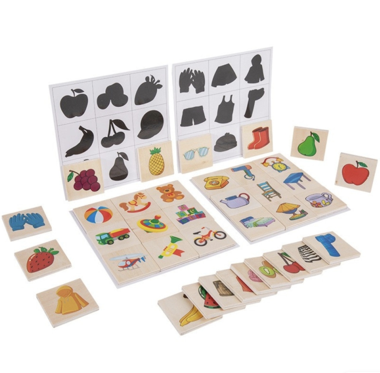 Joc Montessori de asociere imagini, Umbre, 36 piese din lemn - 1 | YEO