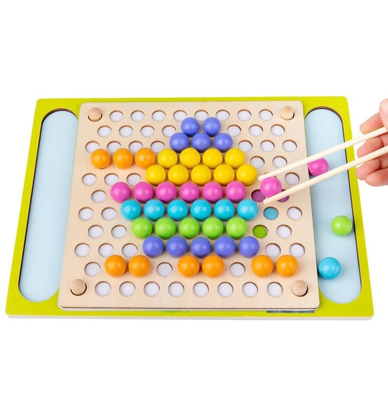 Joc Montessori de dexteritate si pescuit Fishing Beads, din lemn - 3 | YEO