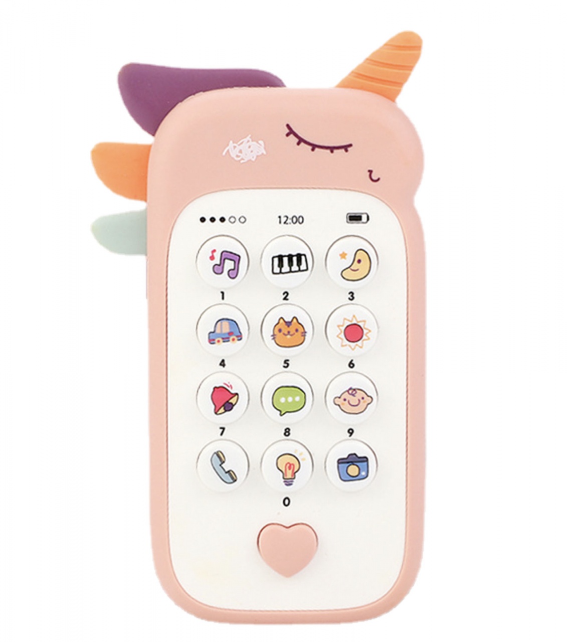 Jucarie 2 in 1 telefon cu jucarie de dentitie, unicorn roz