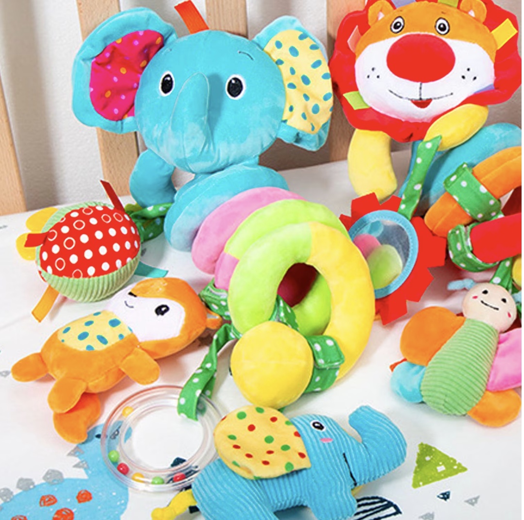Jucarie bebe zornaitoare Elefant pentru patut, carucior, multicolor - 2 | YEO