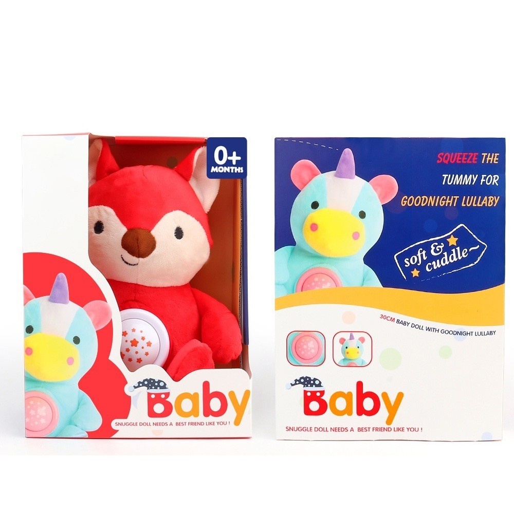 Jucarie de plus cu proiectie de lumini si muzica, Vulpita rosie - 1 | YEO