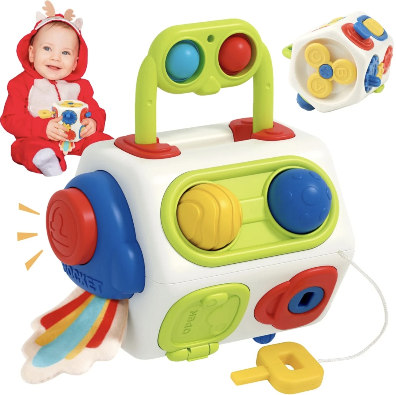 Jucarie interactiva cu 8 activitati pentru bebelusi, Busy Cylinder - 1 | YEO