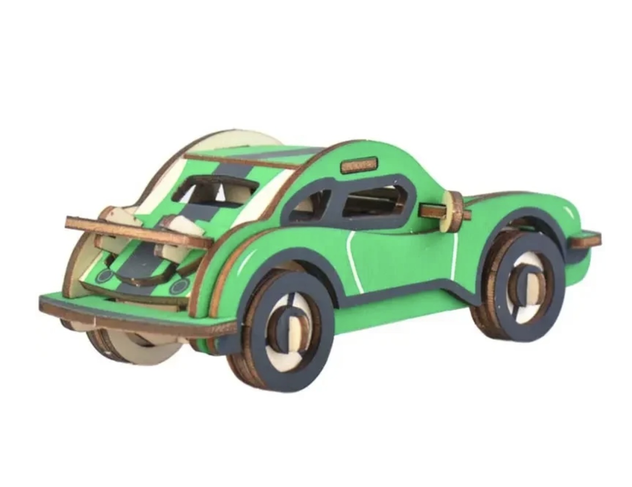 Macheta 3D din lemn Masina verde, 43 piese - 1 | YEO