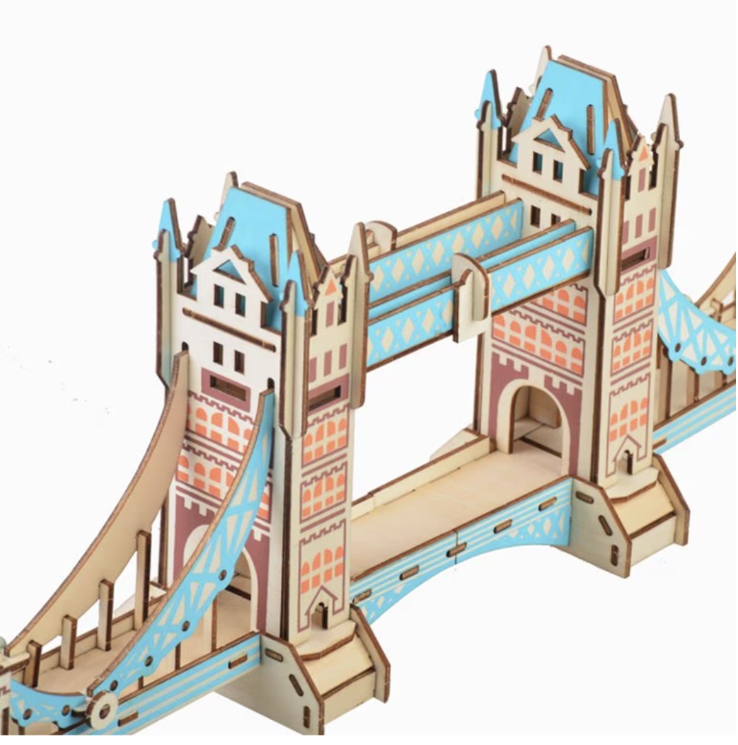 Macheta 3D din lemn Tower Bridge, Podul Turnului din Londra, 105 piese - 2 | YEO