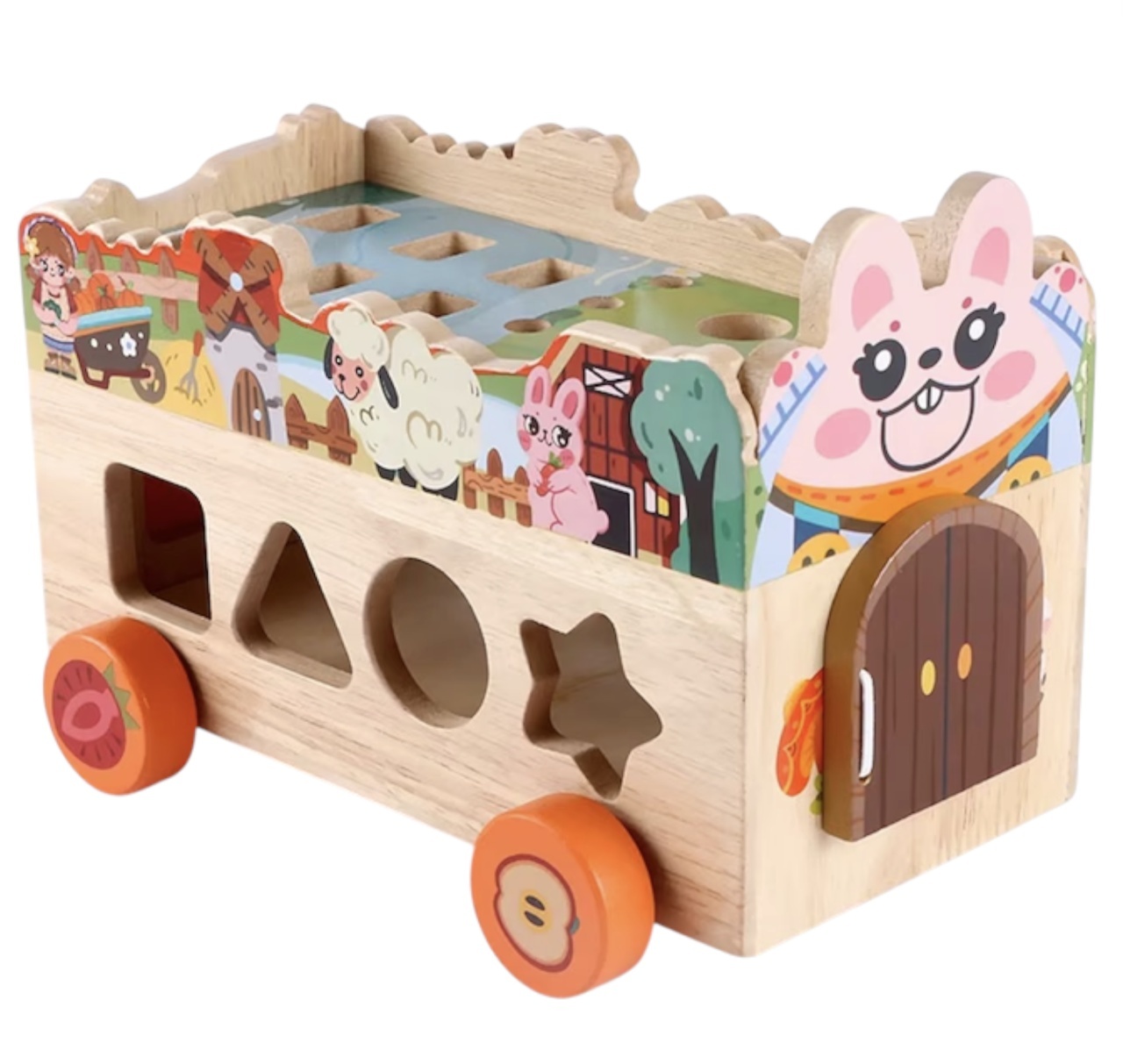 Masinuta cu activitati educative Montessori – Ferma, din lemn - 2 | YEO