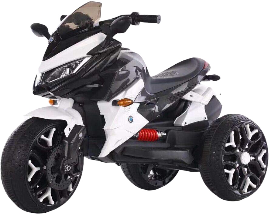 Motocicleta electrica pentru copii, doua motoare, acumulator 12V, cu muzica si lumini, 8008 alb