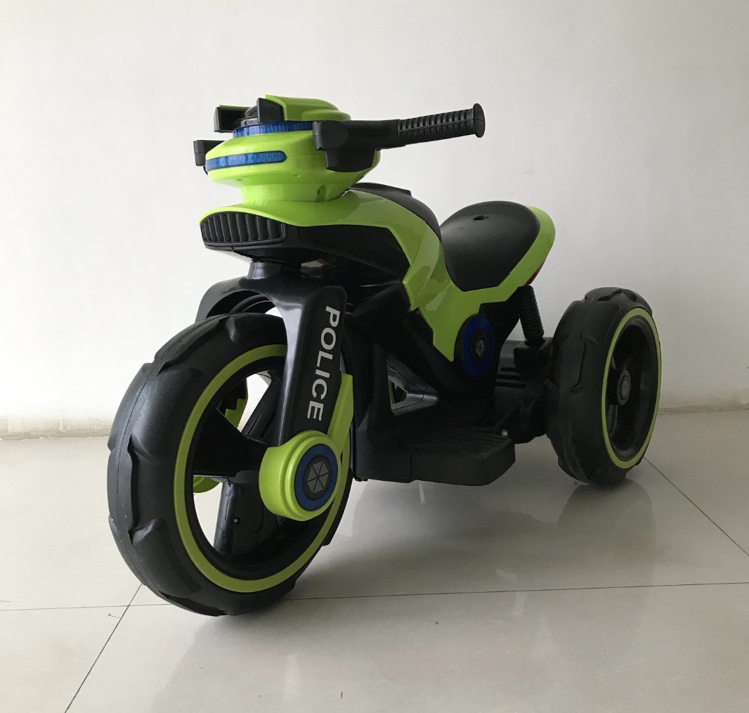 Motocicleta eléctrica pentru copii, doua motoare, acumulator 12V, cu muzica si lumini, verde - 2 | YEO