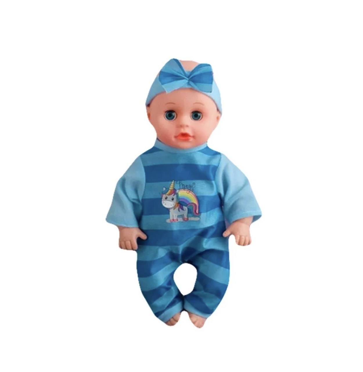 Papusa bebelus cu biberon, 30 cm, bleu - 1 | YEO