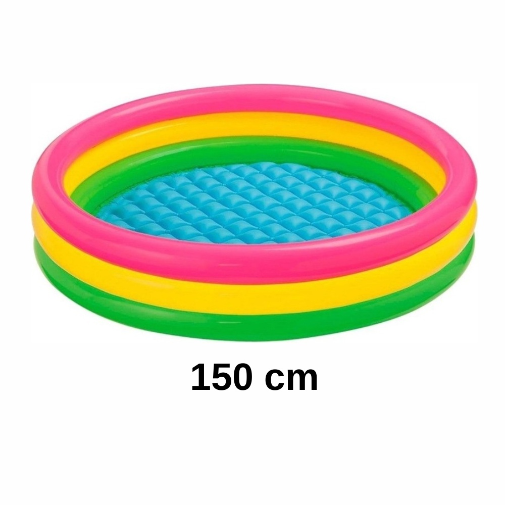 Piscina gonflabila cu podea gonflabila, trei inele colorate 150 cm - 1 | YEO