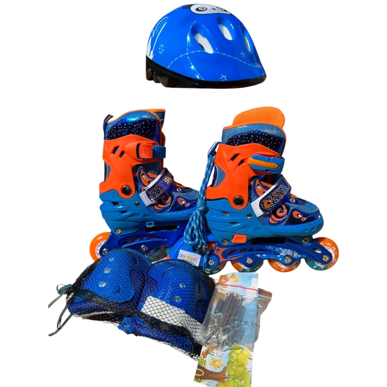Role copii MY-918TDS, 31-34 albastru S, 4 roti, 3 in 1, cu accesorii de protectie, masuri reglabile - 1 | YEO