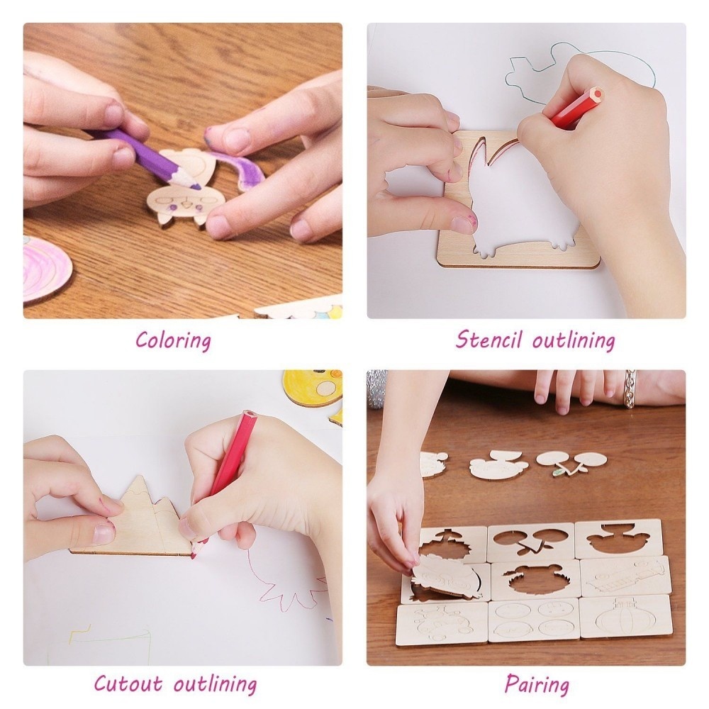 Set 56 sabloane din lemn cu accesorii pentru desen - 3 | YEO