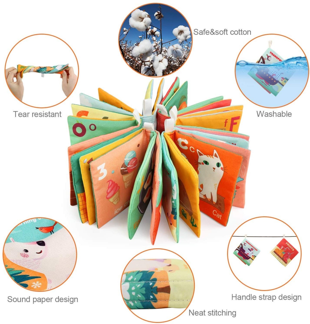 Set 6 carti senzoriale textile pentru bebelusi - 3 | YEO