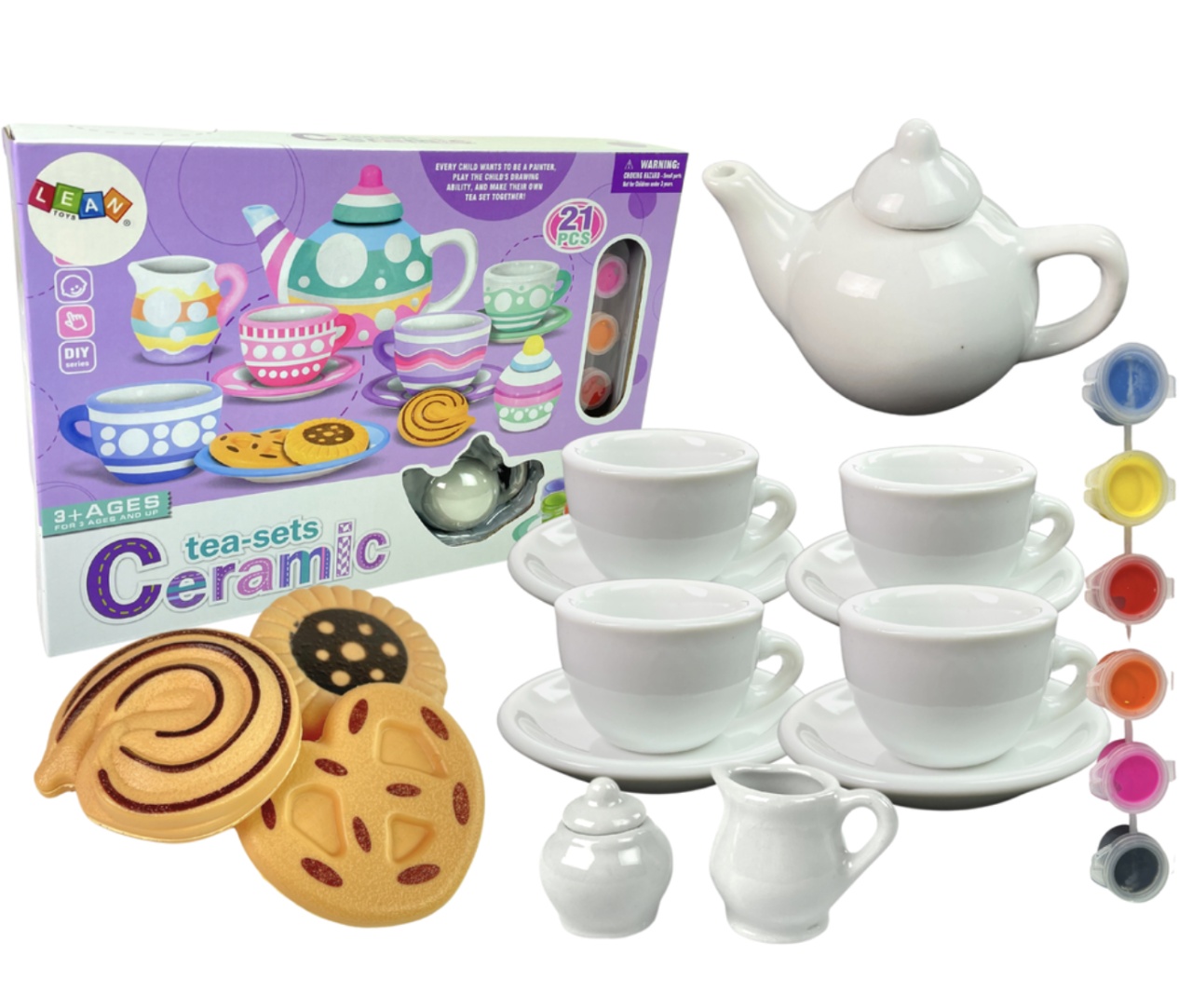 Set Creativ Ceai - Vase din Ceramica pentru Pictat - 1 | YEO