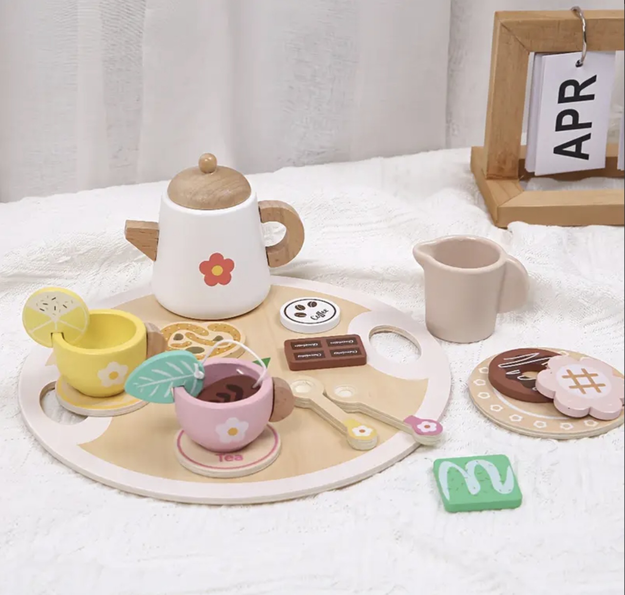 Set de ceai Montessori, din lemn, natur - 1 | YEO