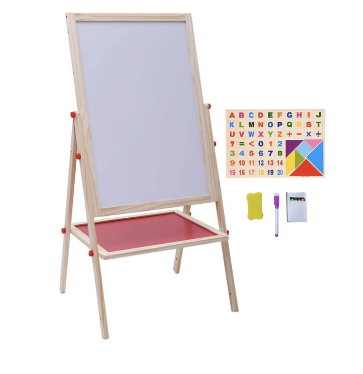 Tabla Magnetica cu Doua Fete si Cadru din Lemn, Reglabila pe Inaltime 68-112 cm - 2 | YEO
