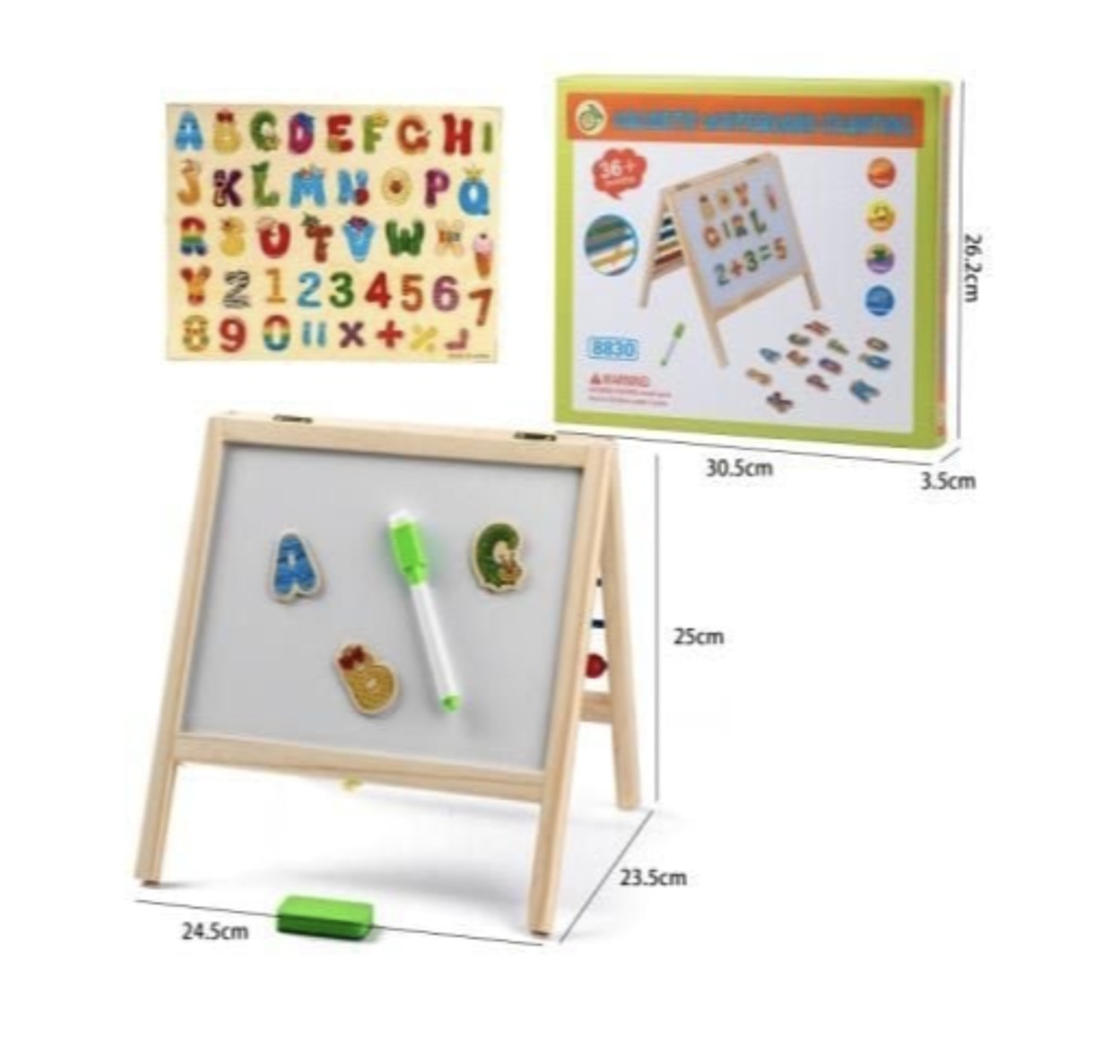 Tabla Montessori 8830, magnetica din lemn cu 2 functii - scriere si numaratoare abac, din lemn - 2 | YEO