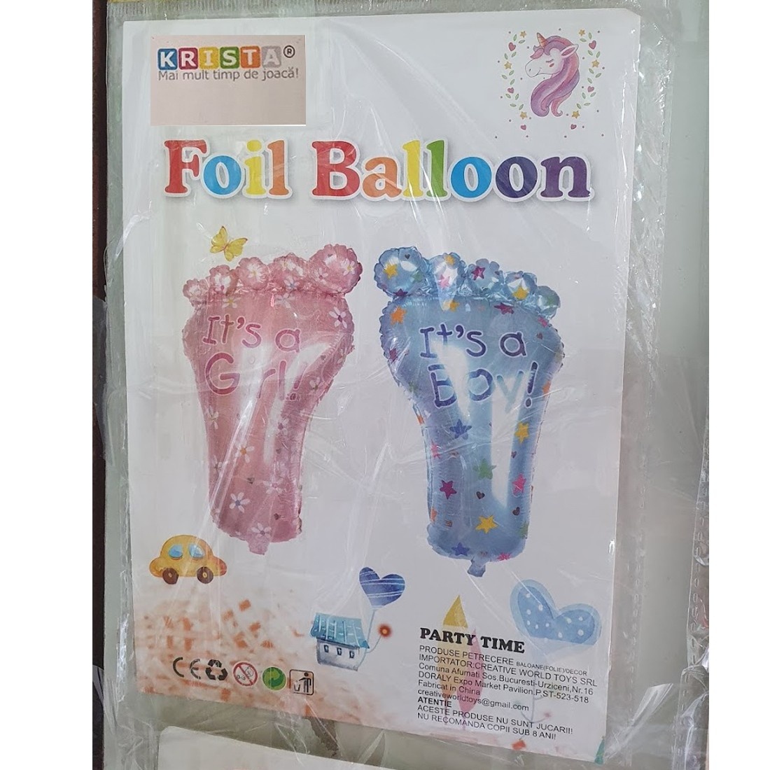 Balon din folie pentru petrecere Piciorus, It\'s a Girl, Roz, 75 cm - 1 | YEO