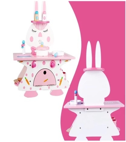 Bucatarie cu 10 accesorii Pink Rabbit Kitchen, din lemn - 1 | YEO