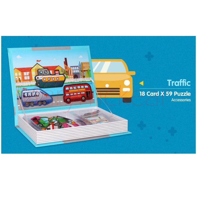 Carte cu 18 Puzzle Magnetic Vehicule, 59 piese - 2 | YEO