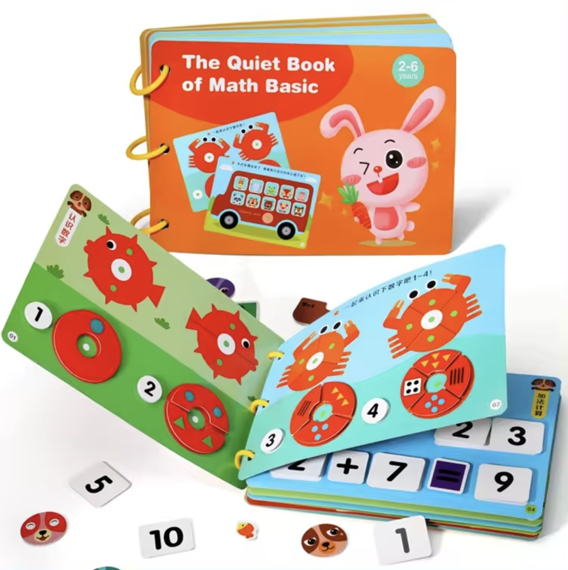 Carte educativa multifunctionala Quiet Book Matematica de baza, 2-6 ani