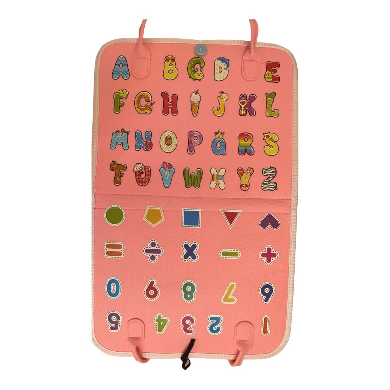 Carte senzoriala tip geanta, cu 16 activitati, 45x28 cm, din fetru, roz - 2 | YEO
