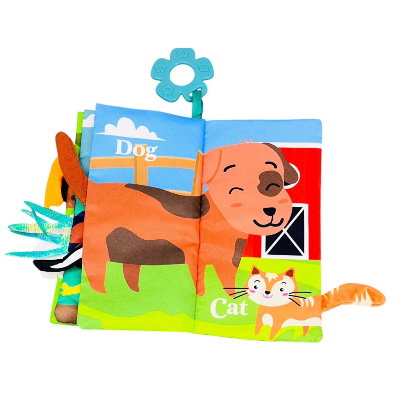 Carte textila senzoriala bebe, Animalele de la Ferma - 1 | YEO