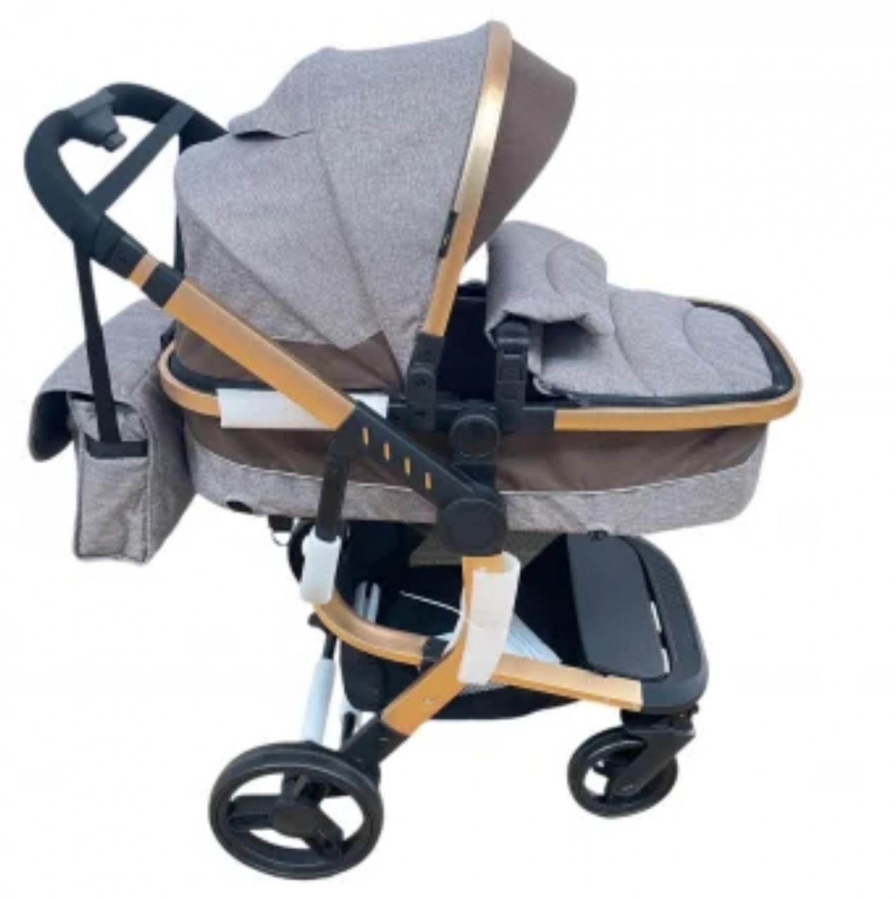Carucior 2 in 1cu maner reversibil, transformabil landou-sport, 518 Crem - 1 | YEO