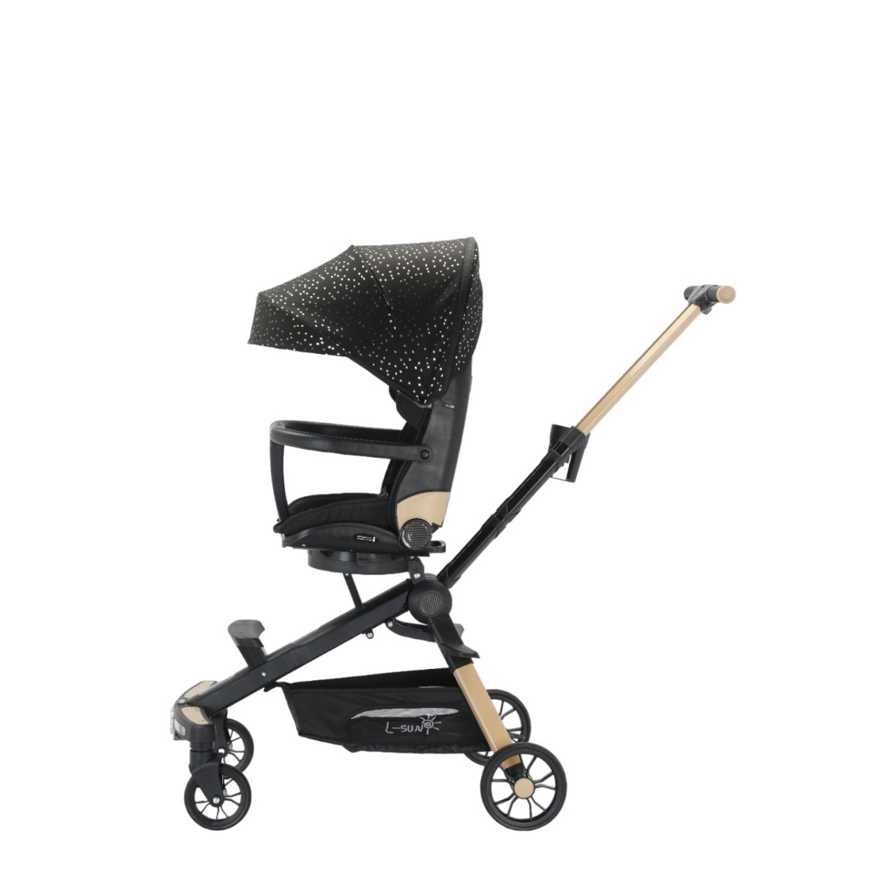 Carucior C2 Deluxe, reversibil, pliabil, cu lumini si muzica, Negru - 2 | YEO