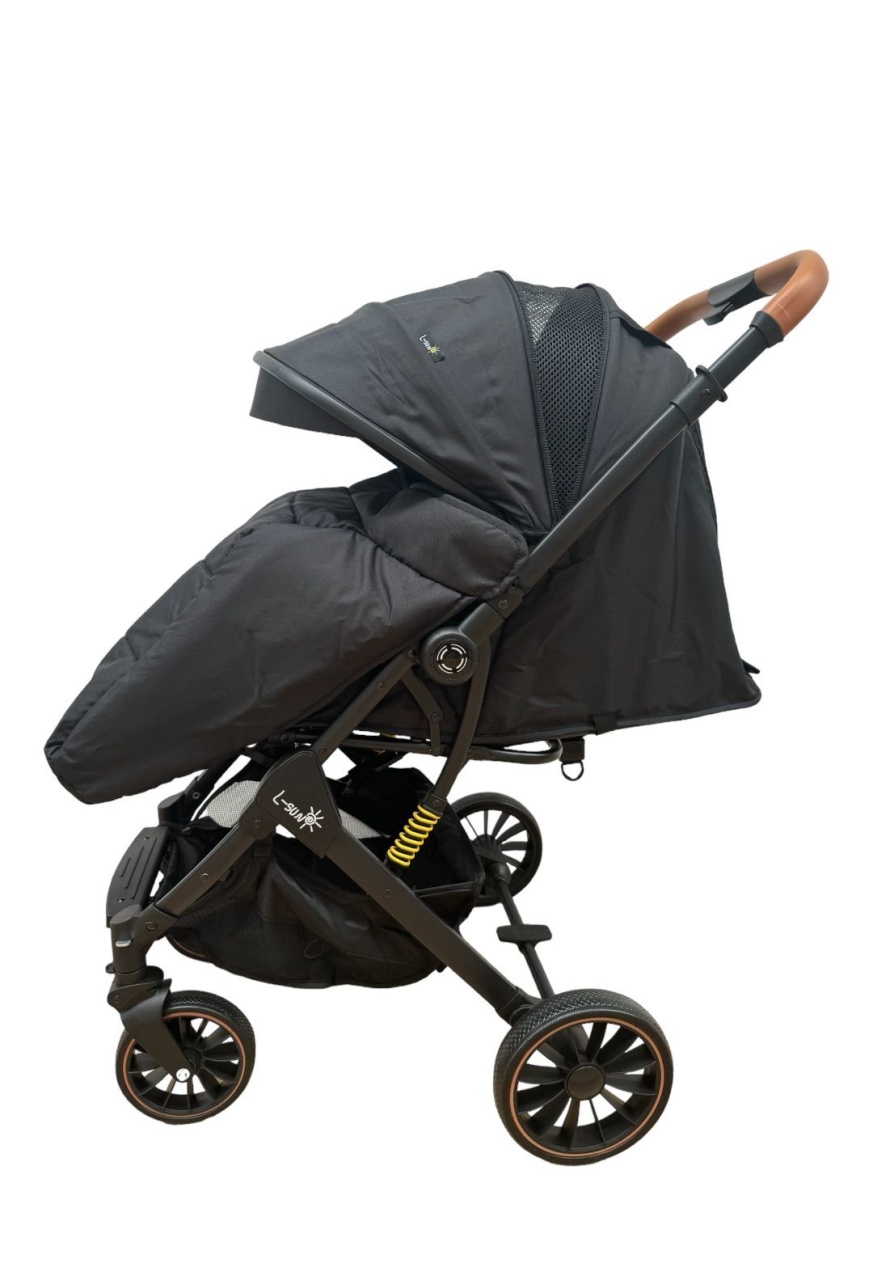 Carucior sport, cu maner reversibil, suspensii pe cadru, pliabil si troler, C1 Negru - 2 | YEO