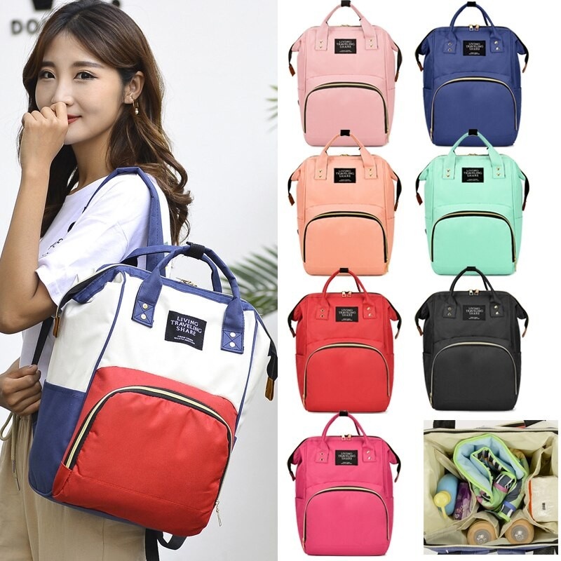 Geanta rucsac Living Share pentru mamicile de bebelusi, Rosu-Alb-Bleumarin - 1 | YEO