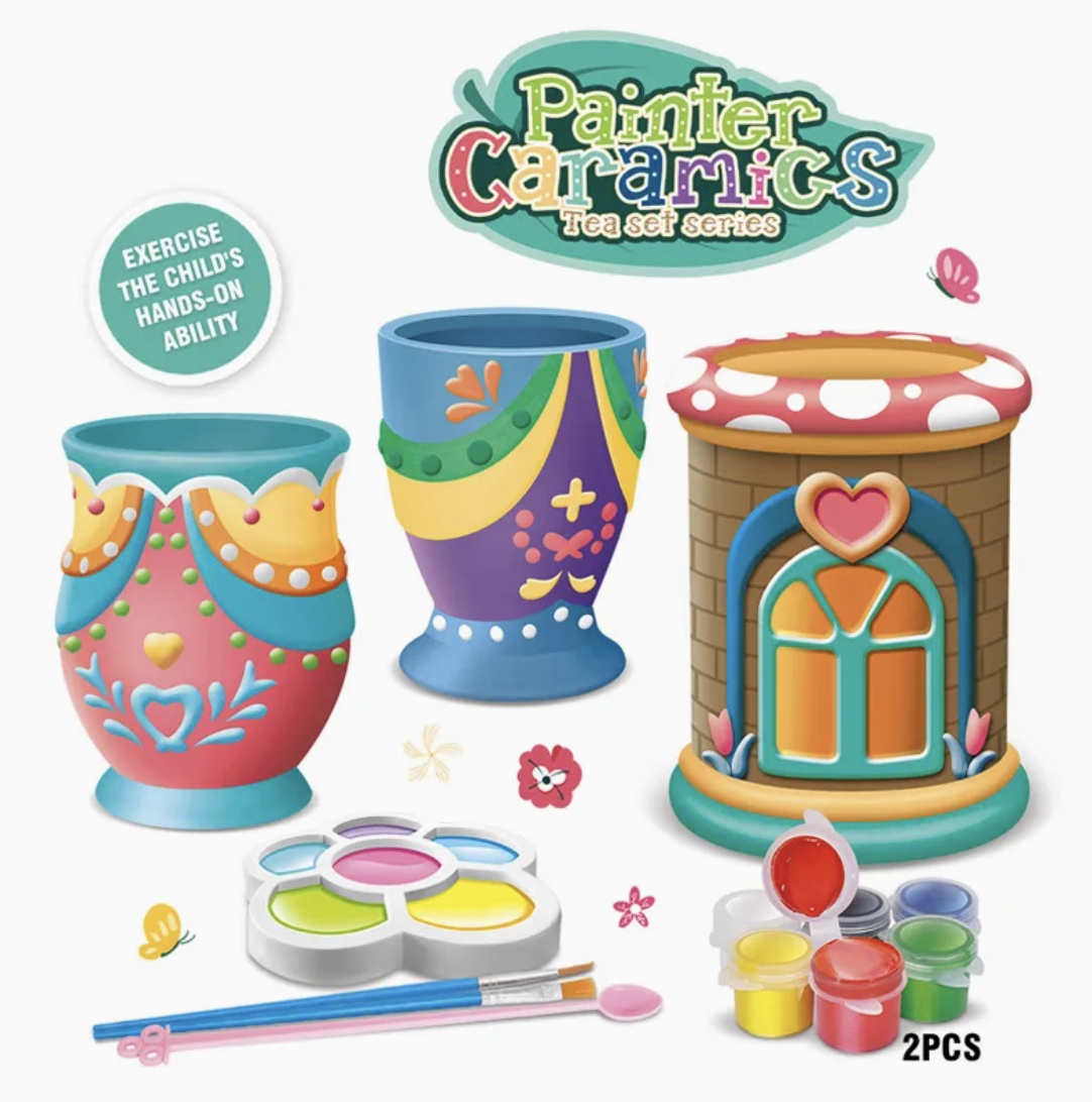 Joc creativ de pictura pe ceramica, 9 piese - Set Creativ Vaze Ceramice - 3 | YEO
