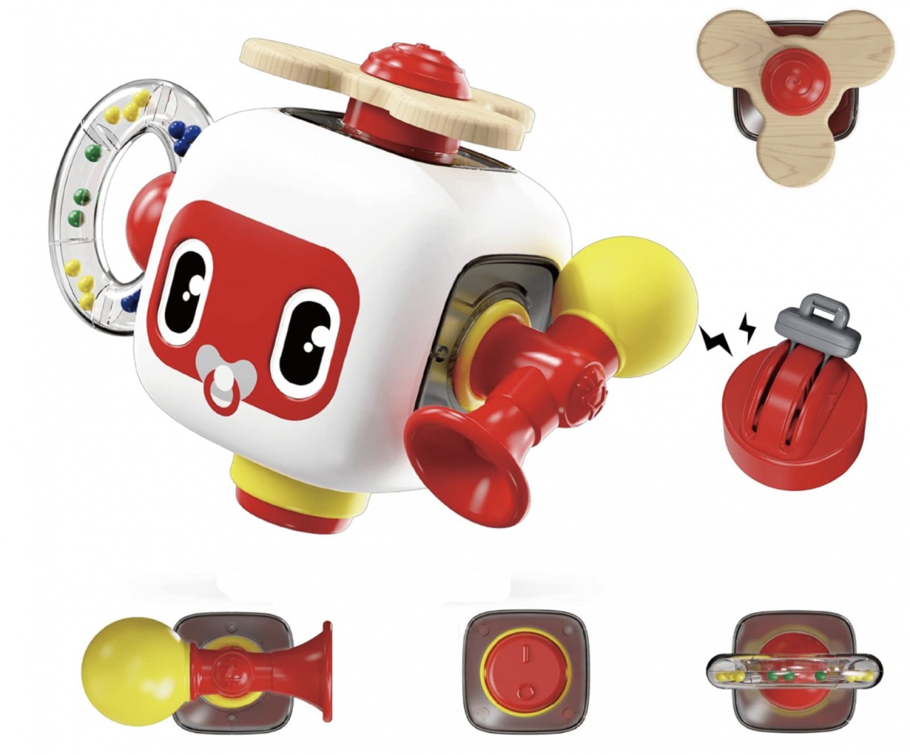 Joc Cub Busy Board cu claxon, multifunctional, 6 in 1 tine-l ocupat