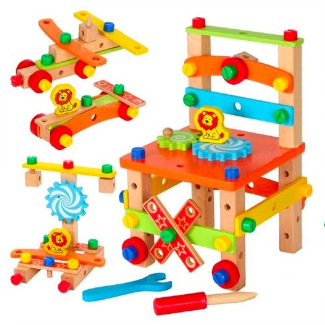 Joc de asamblat banc cu scule, Lion, din lemn - 1 | YEO