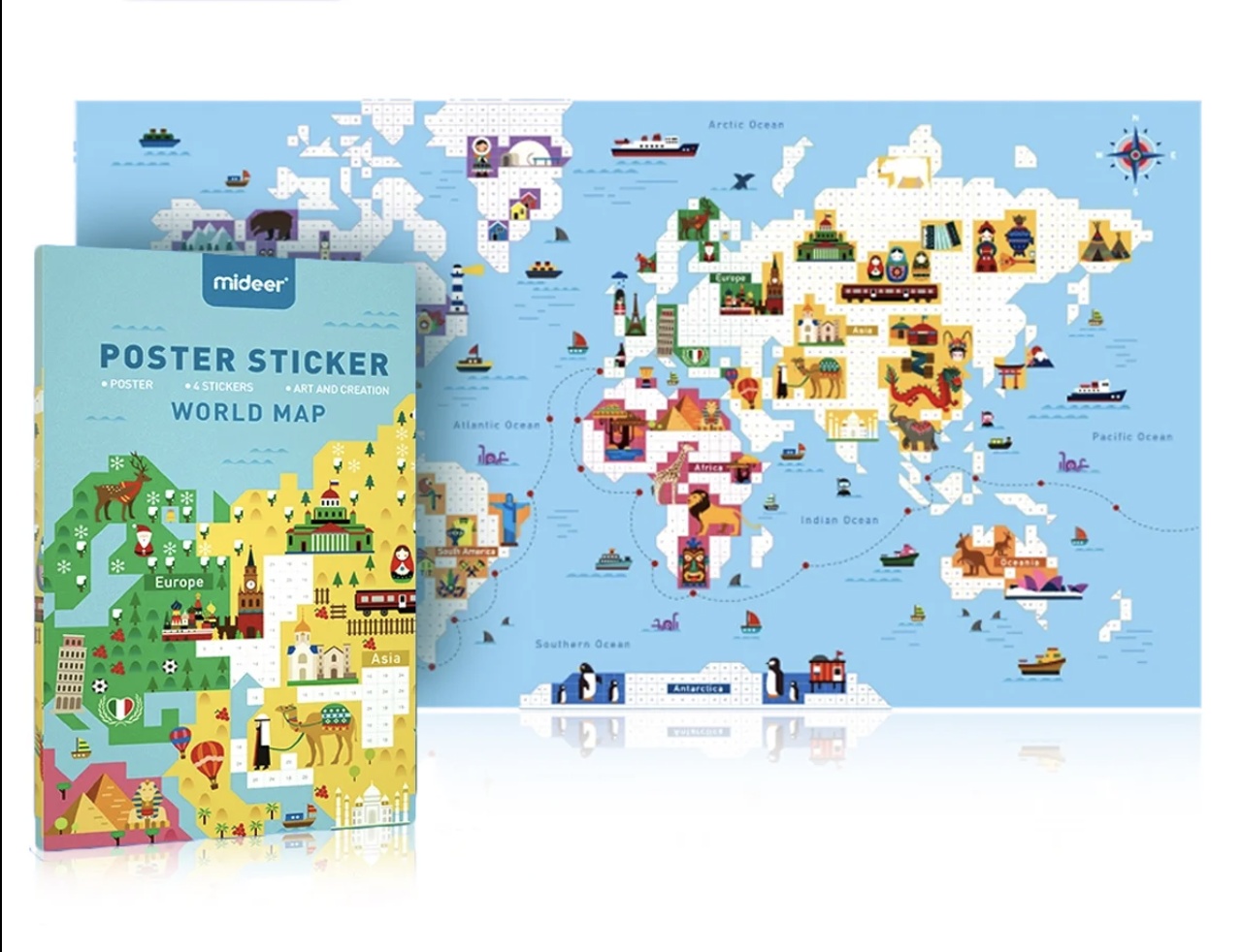 Joc educativ Poster Harta Lumii cu stickere pe numere - 2 | YEO
