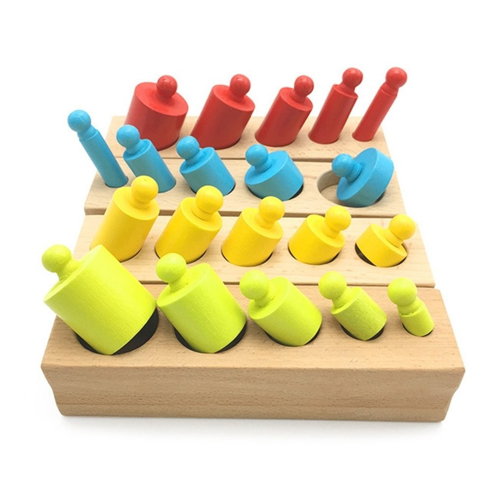 Joc Montessori de Invatare, 4 seturi cilindri color din lemn - 3 | YEO