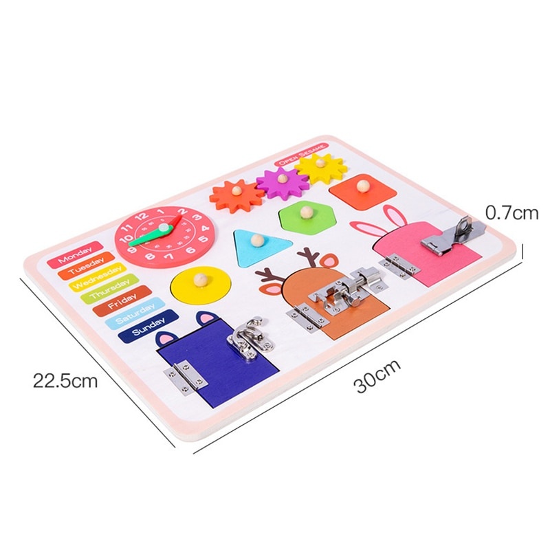 Joc Montessori Placa cu 6 activitati Tine-l Ocupat si Invata-l, din lemn - 3 | YEO