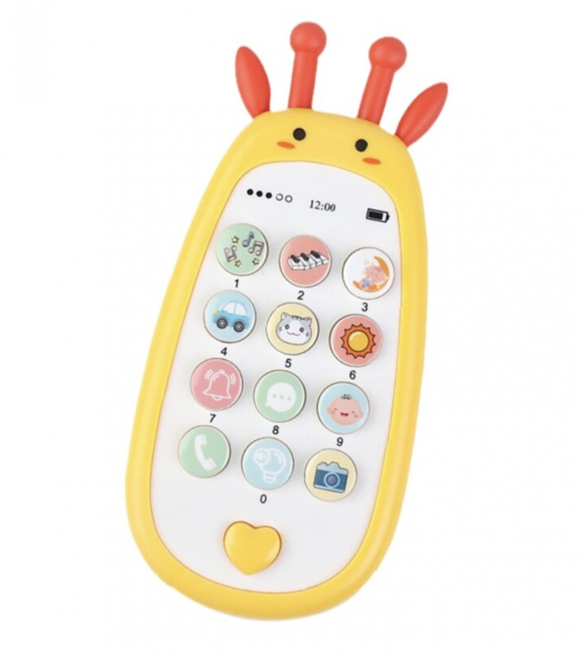Jucarie 2 in 1 telefon cu jucarie de dentitie, girafa galben