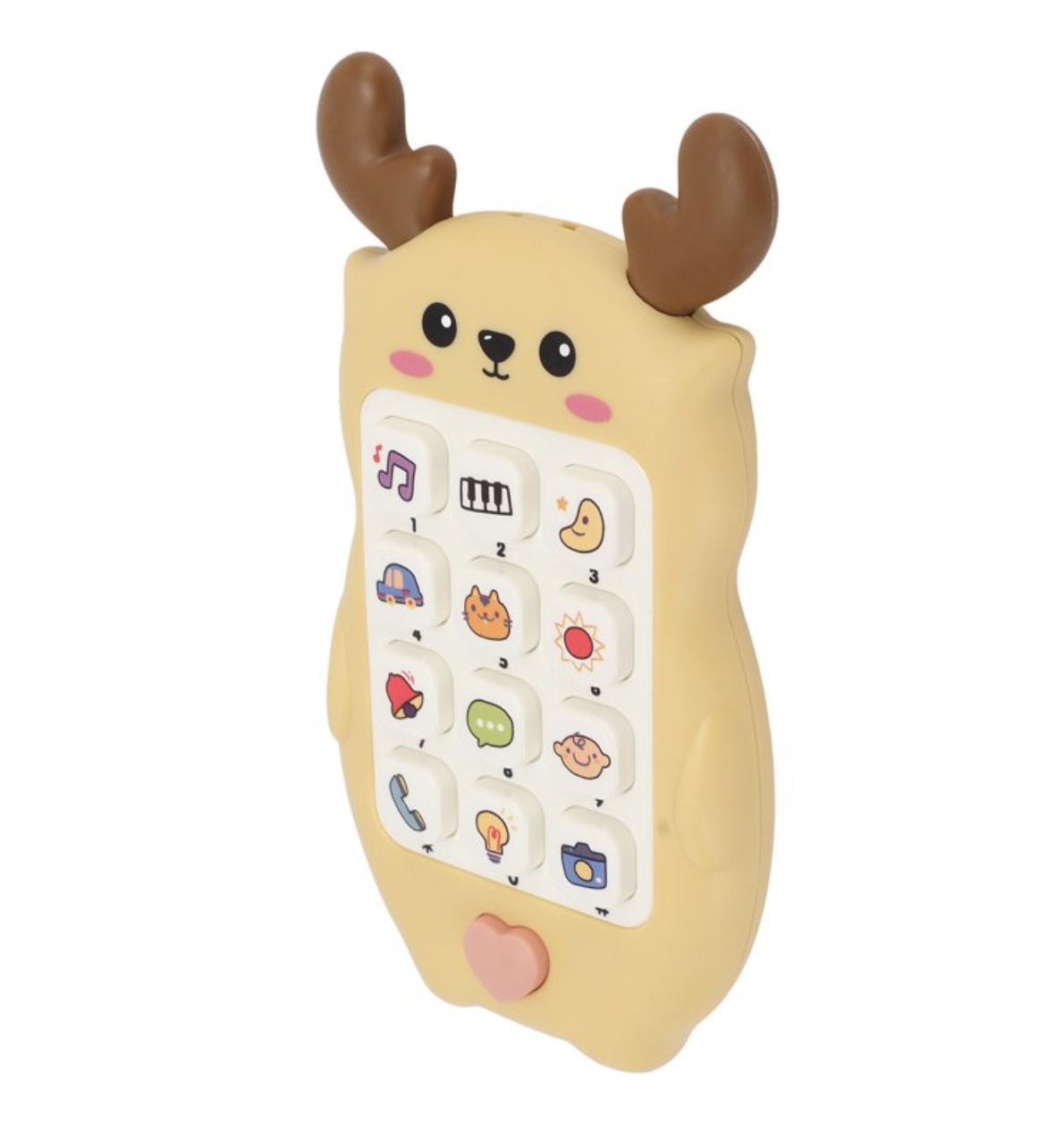 Jucarie 2 in 1 telefon cu jucarie de dentitie, renul crem